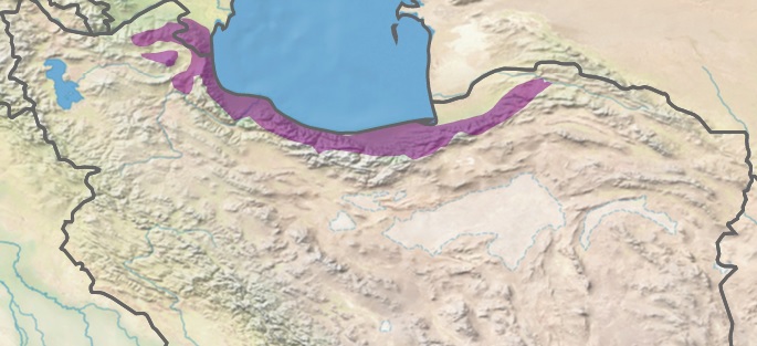 رشته کوه البرز در روی نقشه