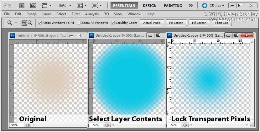 گزینه های Lock transparent pixels پنل لایه ها در فتوشاپ