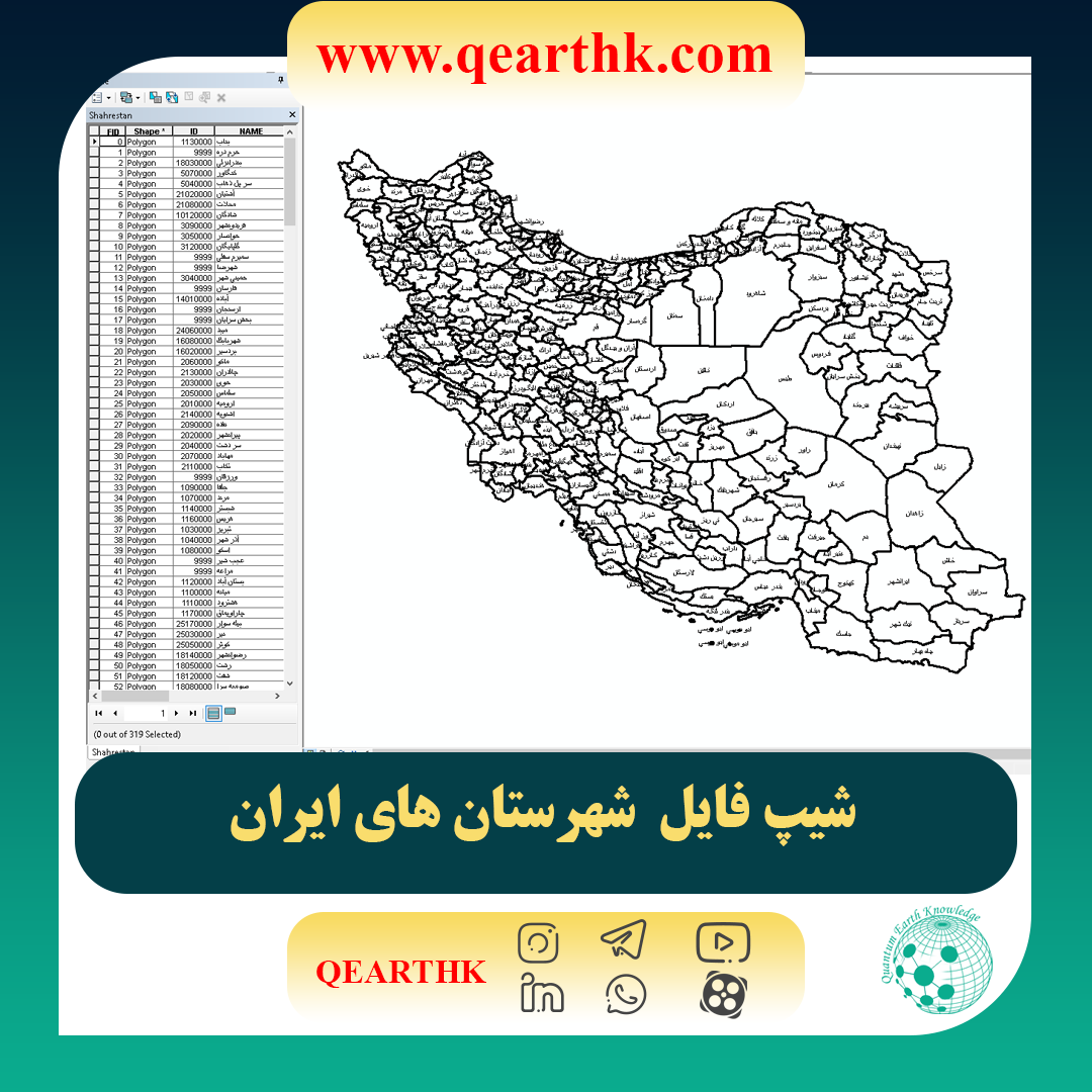 شیپ فایل پلیگونی شهرستان های ایران